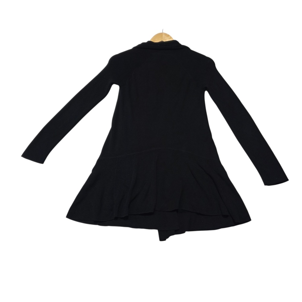 Theory Kalalyn Cardigan Women S Black Cotton Cashmere Open Front Draped Pockets - Picture 2 of 7